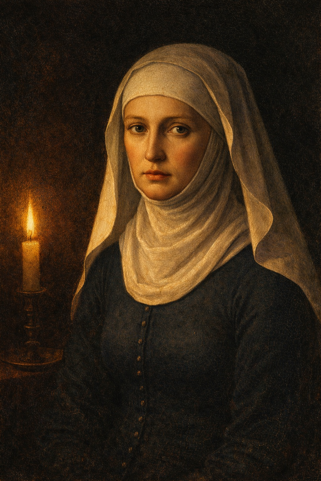 Matilda Hale — candlelit medieval portrait, c.1348